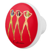 Drie dames met lange poten, permanent Thunder_Cove Keramische Knop (Rechts)