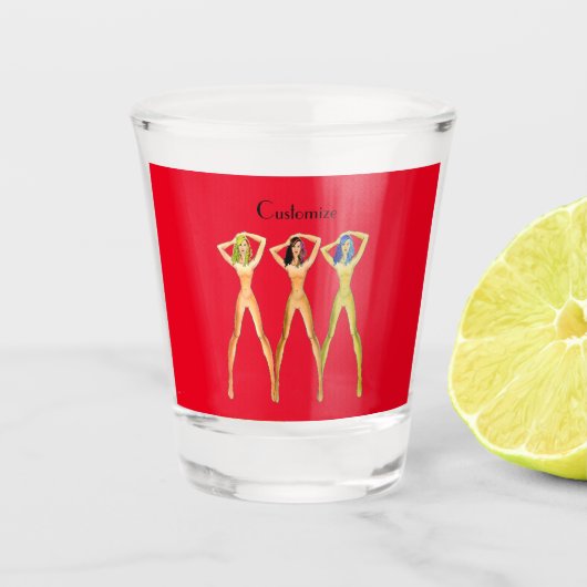 Drie dames met lange poten, permanent Thunder_Cove Shot Glas (Voorkant)