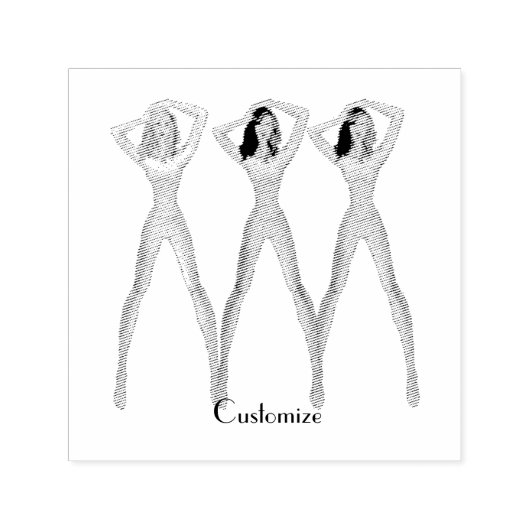 Drie dames met lange poten, permanent Thunder_Cove Zelfinktende Stempel (Design)