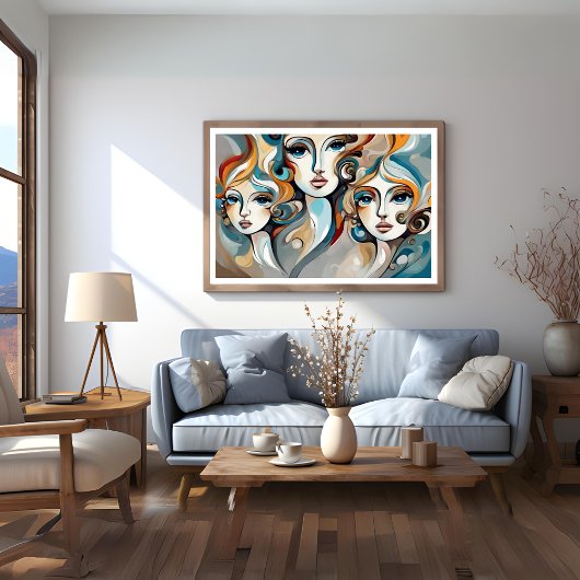 Drie dames Modern Art Poster