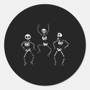 Drie dansende Funny Skeletons Halloween Ronde Sticker