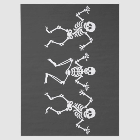 Drie Dansende Skeletten Zwart & Wit Decoupage Tissuepapier (Voorkant)