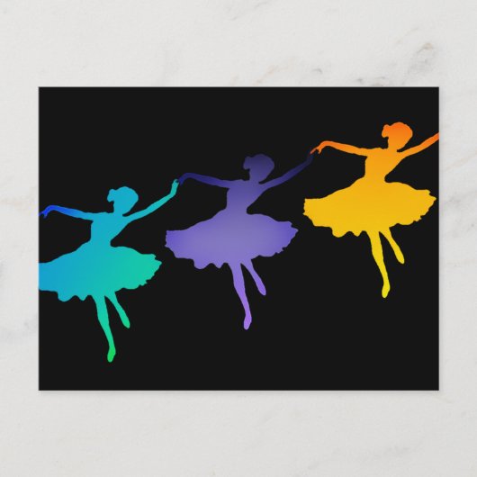 Drie dansers op zwart briefkaart (Voorkant)