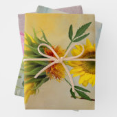 Drie design met bloemenkarakter inpakpapier vel (In situ)