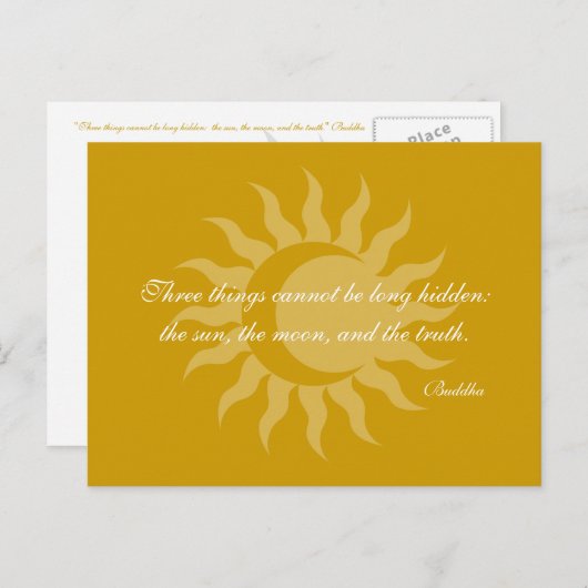 Drie dingen kunnen niet lang verborgen boeddha-pri briefkaart (Voorkant / Achterkant)