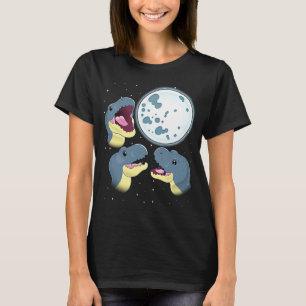 Drie Dinosaur Moon 3 Rex Dinosauriërs die naar de T-shirt