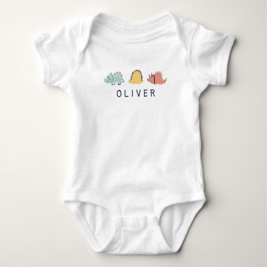 Drie dinosauriërs Aangepaste naam baby Romper (Voorkant)