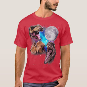 Drie dinosaurussen huilen bij de maan t-shirt