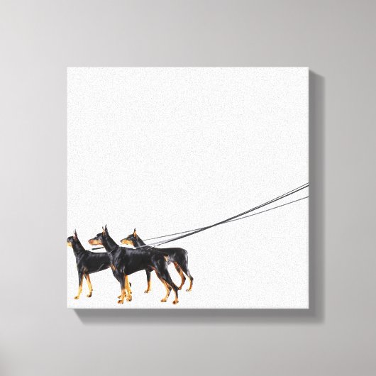 Drie Dobermans op de as Canvas Afdruk (Voorkant)