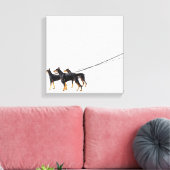 Drie Dobermans op de as Canvas Afdruk (Insitu (Woonkamer))