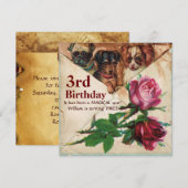 DRIE DOGGIEËN MET ROZEN, Derde zeedaags perkament Kaart (Voorkant / Achterkant)