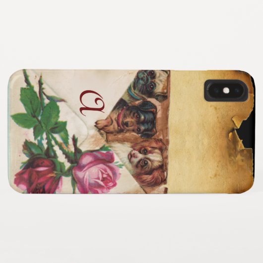 DRIE DOGGIEËN MET ROZEN MONOGRAM Case-Mate iPhone CASE (Achterkant (horizontaal))