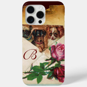 DRIE DOGGIEËN MET ROZEN MONOGRAM iPhone 15 PRO MAX HOESJE