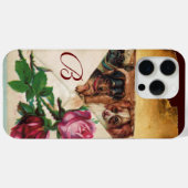 DRIE DOGGIEËN MET ROZEN MONOGRAM Case-Mate iPhone CASE (Achterkant (horizontaal))
