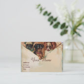 DRIE DOGGIEËN MET ROZEN, perkament, monogram Visitekaartje (Staand voorkant)