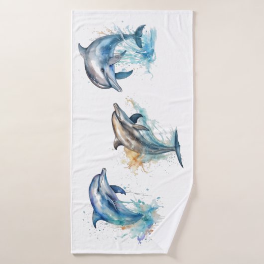 drie dolfijnen springen uit het water badhanddoek (Badhanddoek)
