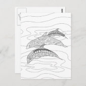 Drie dolfijnen Volwassen Briefkaart (Voorkant / Achterkant)