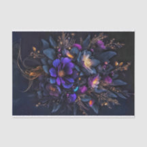 Drie donkere bloemen bestrooid met gouden vonken