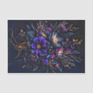 Drie donkere bloemen bestrooid met gouden vonken tissuepapier