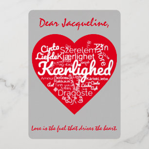 Drie dozijn manieren om LIEFDE te schrijven in een Folie Feestdagenkaart