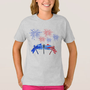 Drie Dragonfly American Flag Shirt 4 juli