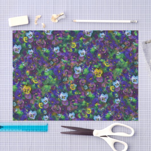 Drie driekleurige viooltjes tissuepapier (Craft)
