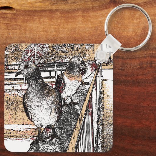 Drie duiven op een brug sleutelhanger (Achterkant)