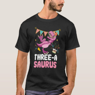 Drie Een Saurus Dinosaur Leuk Kiddo Rex 3 T-shirt