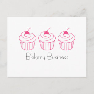 Drie eenvoudige roze cupcakes aanpasbaar briefkaar briefkaart