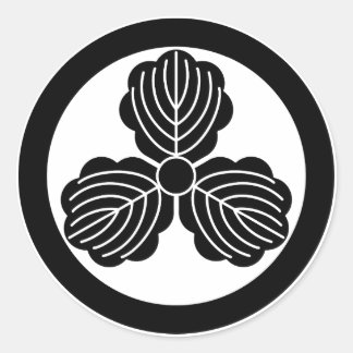 Drie eikenbladeren(1) in cirkel ronde sticker