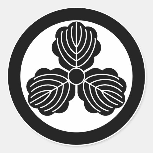 Drie eikenbladeren(1) in de cirkel ronde sticker (Voorkant)