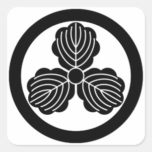 Drie eikenbladeren(1) in de cirkel vierkante sticker