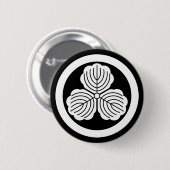 Drie eikenbladeren in de cirkel ronde button 5,7 cm (Voorkant /achterkant)