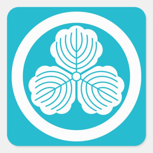 Drie eikenbladeren in de cirkel vierkante sticker (Voorkant)