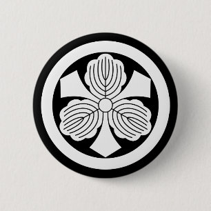 Drie eikenbladeren met een cirkel ronde button 5,7 cm