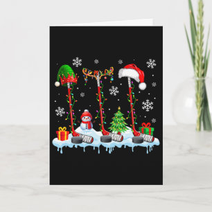 Drie Elf Santa Rendier Hockey Uitrustingen Xmas Pl Kaart