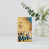 DRIE ENGELEN MONOGRAM, Perkament Blauw Saffier Visitekaartje (Staand voorkant)