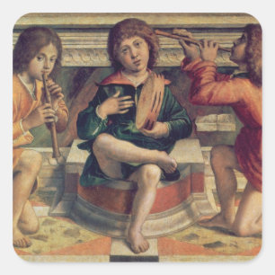 Drie engelmuzikanten vierkante sticker