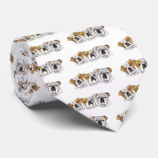 Drie Engelse Bulldogs Stropdas (Opgerold)