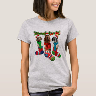 Drie Engelse zetters in kerstsokken  T-shirt