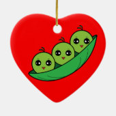 Drie erwten in een peul keramisch ornament (Achterkant)