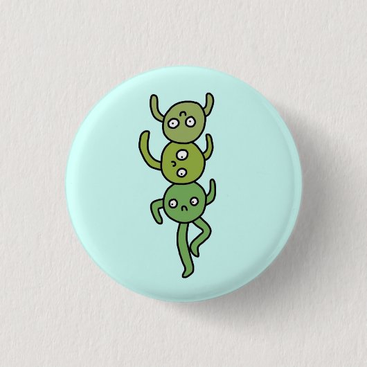 Drie erwten in een potje ronde button 3,2 cm (Voorkant)