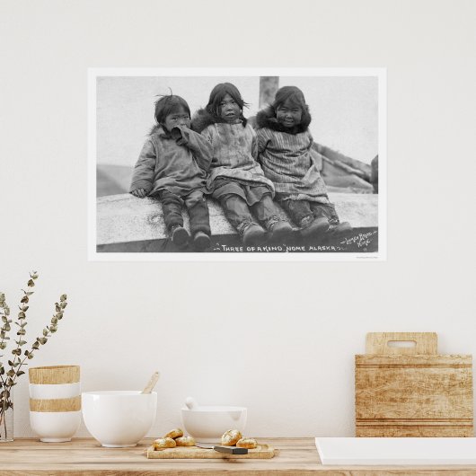 Drie Eskimo-kinderen nome 1908 Poster (Keuken)