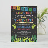 Drie Esta Birthday Uitnodiging (Staand voorkant)