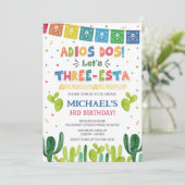 Drie Esta Birthday Uitnodiging (Staand voorkant)