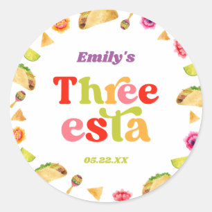 Drie Esta Fiesta Taco Dinsdag 3e Verjaardagsfeest Ronde Sticker