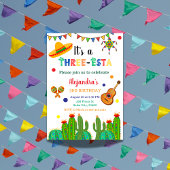 Drie-esta Mexicaanse Fiesta 3e verjaardag feest Kaart
