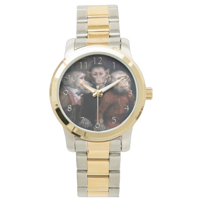 Drie Fancy Apen Horloge (Voorkant)