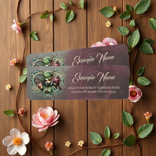 Drie feeën, de metgezellen van het magische hart. etiket