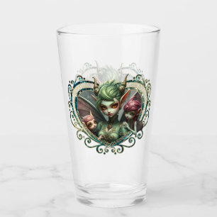 Drie feeën, de metgezellen van het magische hart. glas